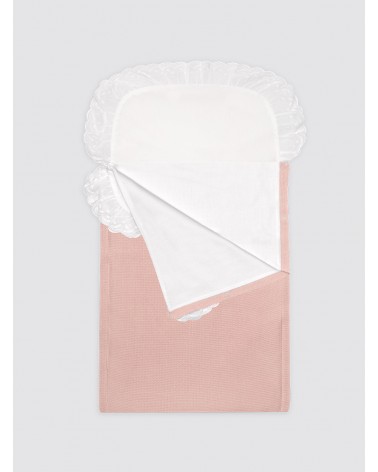 Saco de algodón con sábana rosa bebé