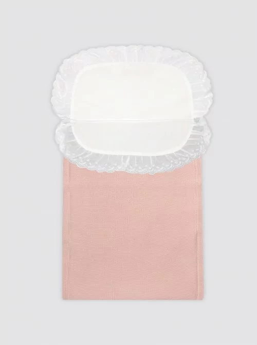 Saco de algodón con sábana rosa bebé